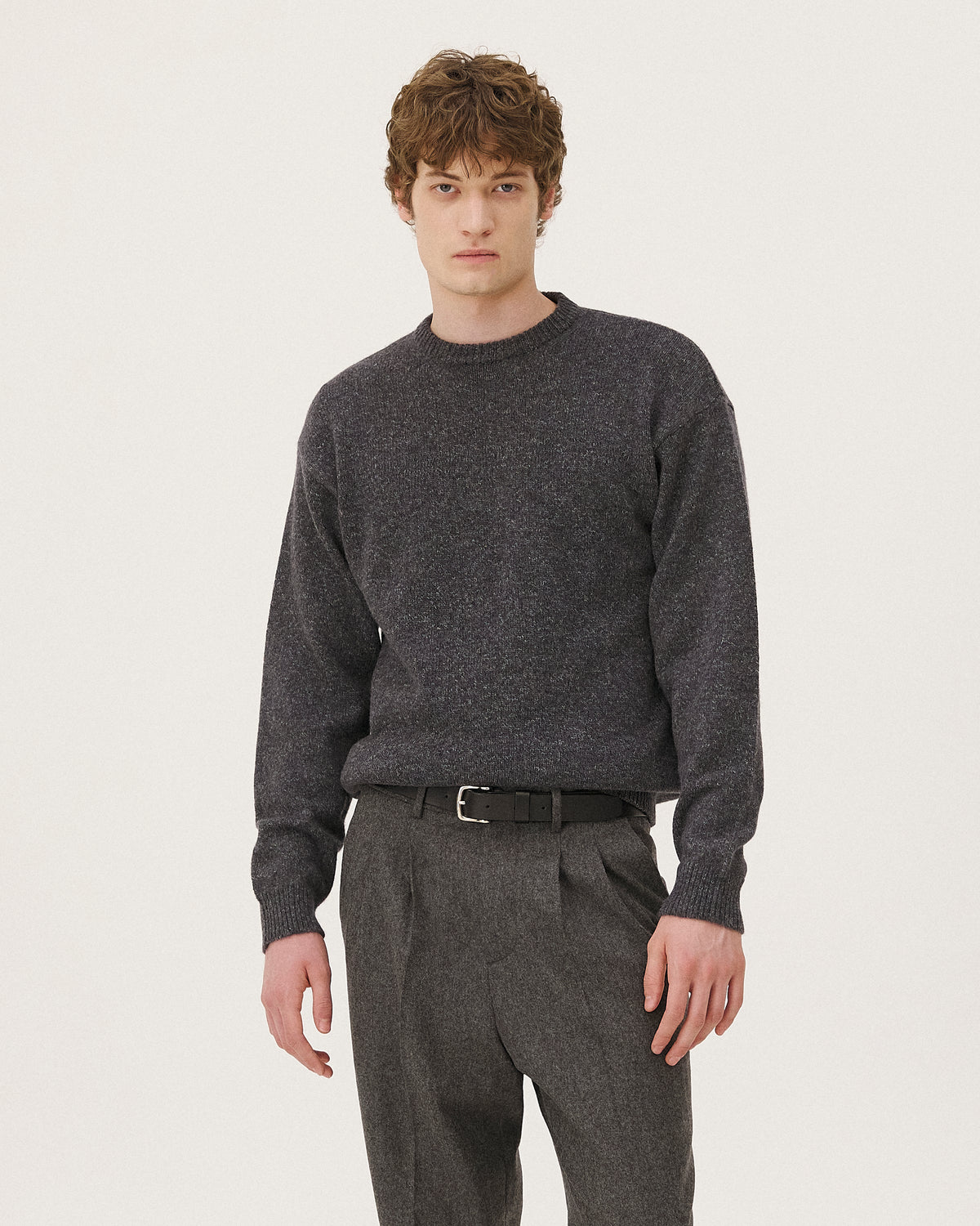 Malmo Anthracite Mouliné, pull en laine mérinos NOYOCO, homme AW26 studio
