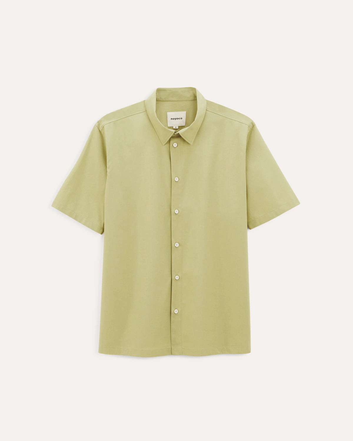 Rio Pistachio, chemise en coton upcyclé NOYOCO, packshot ss26 studio