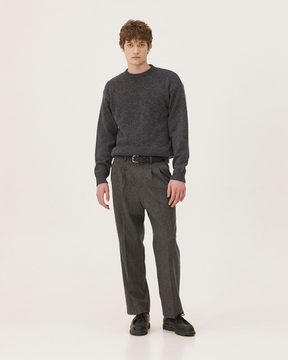 Malmo Anthracite Mouliné, pull en laine mérinos NOYOCO, homme AW26 studio