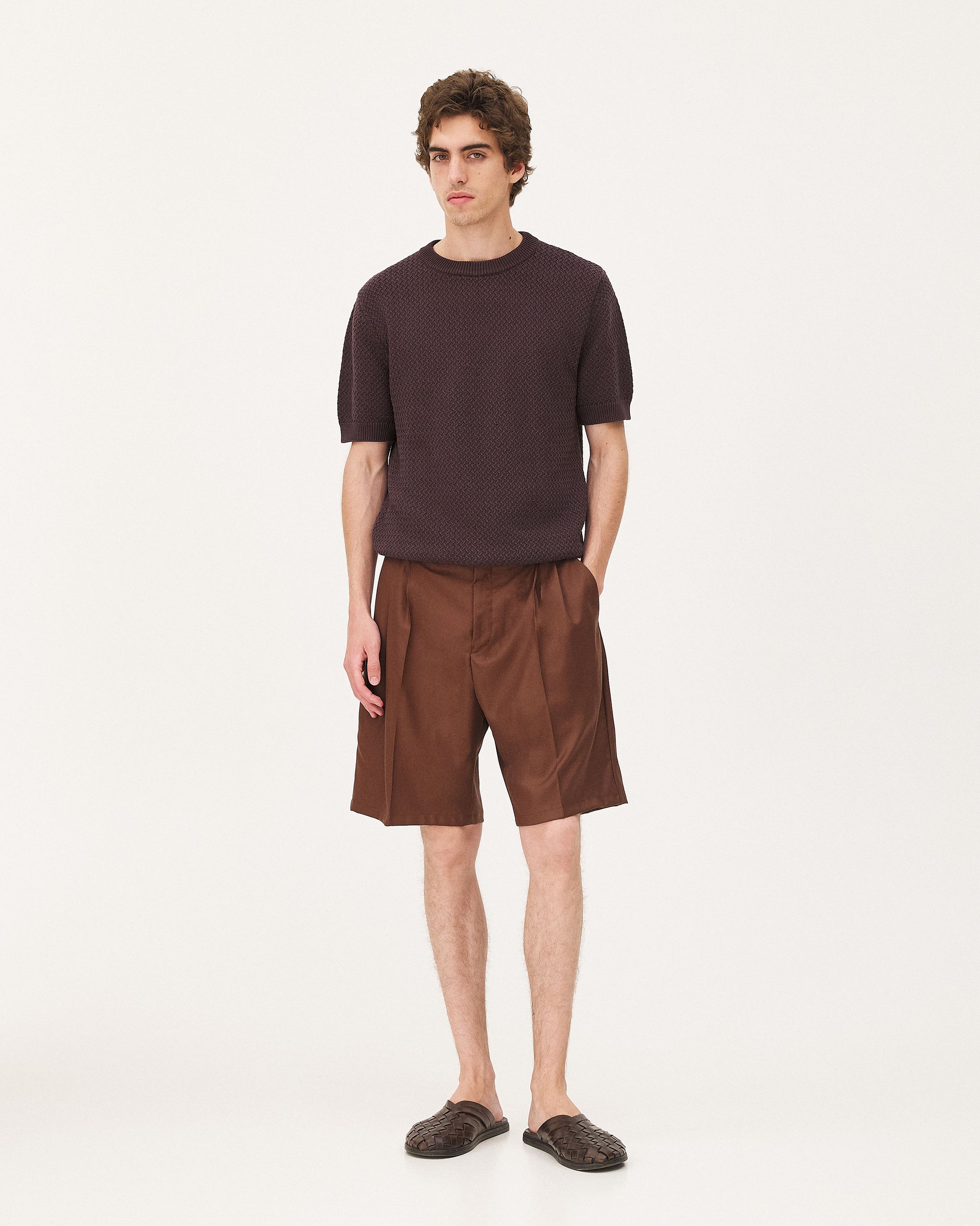 Como Mocha, short en laine vierge NOYOCO, homme ss26 studio