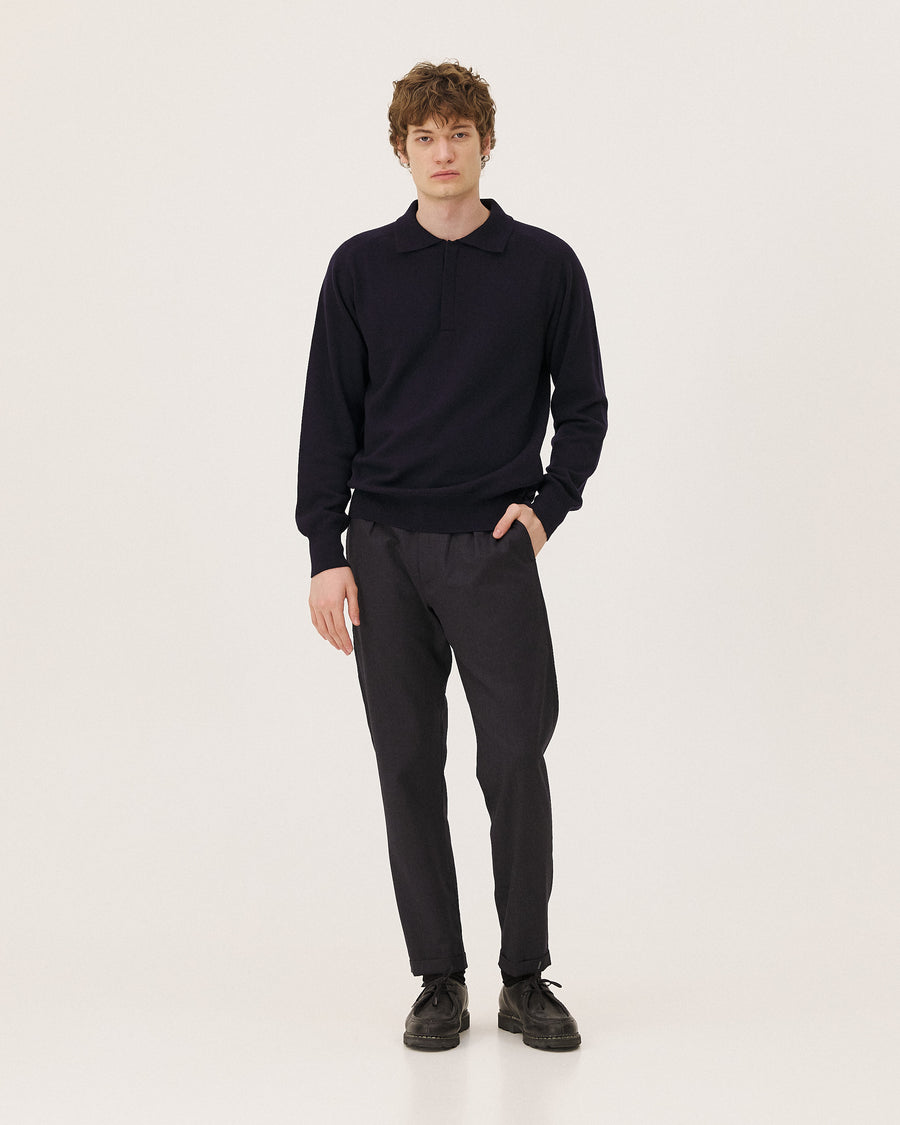 Hanzo Navy sweater, AW26 menswear studio look