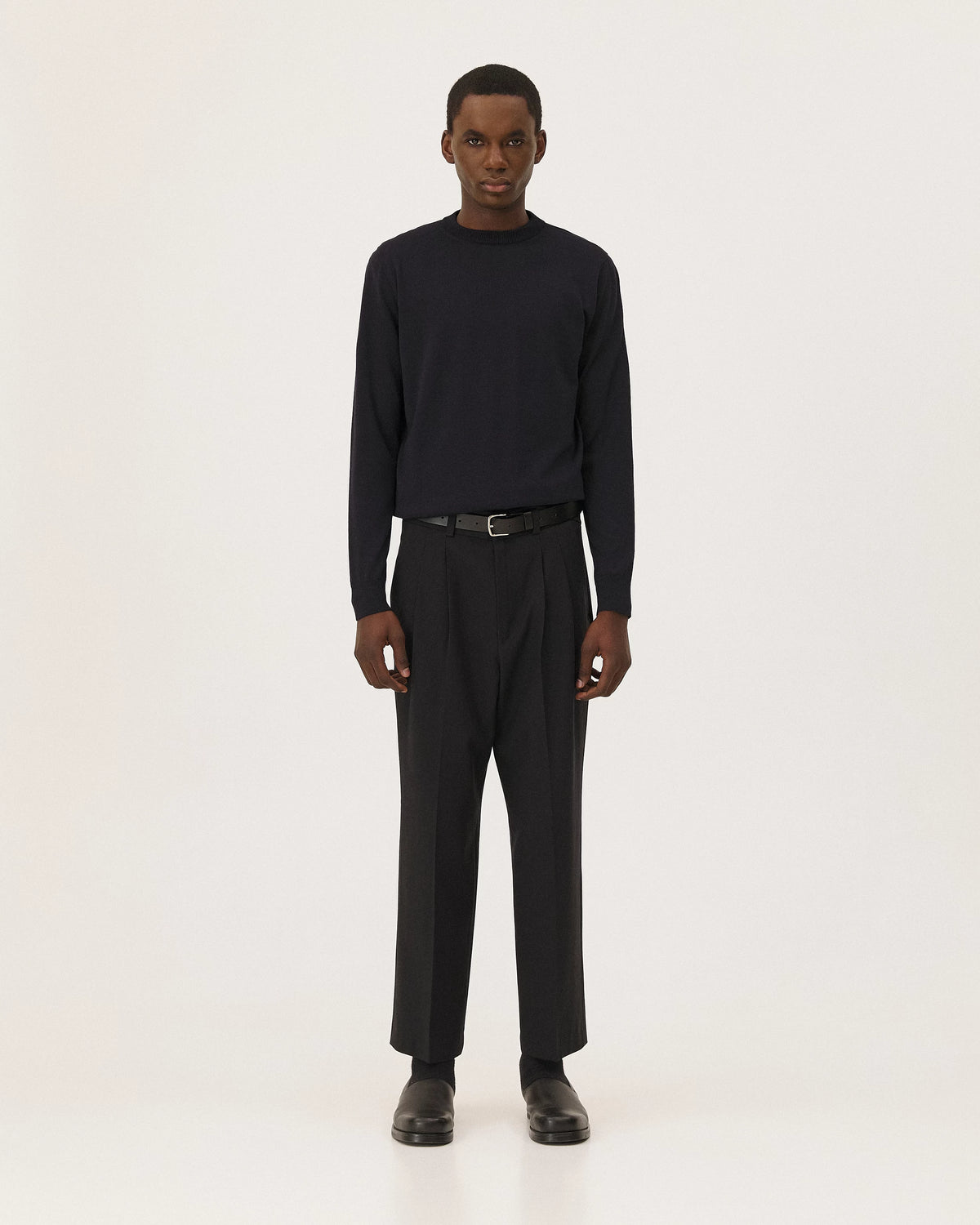 Tunis Navy, pull en laine mérinos et coton biologique NOYOCO, homme AW26 studio