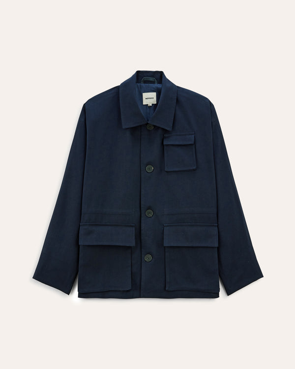 Orari Navy, veste en coton biologique NOYOCO, packshot ss26 studio