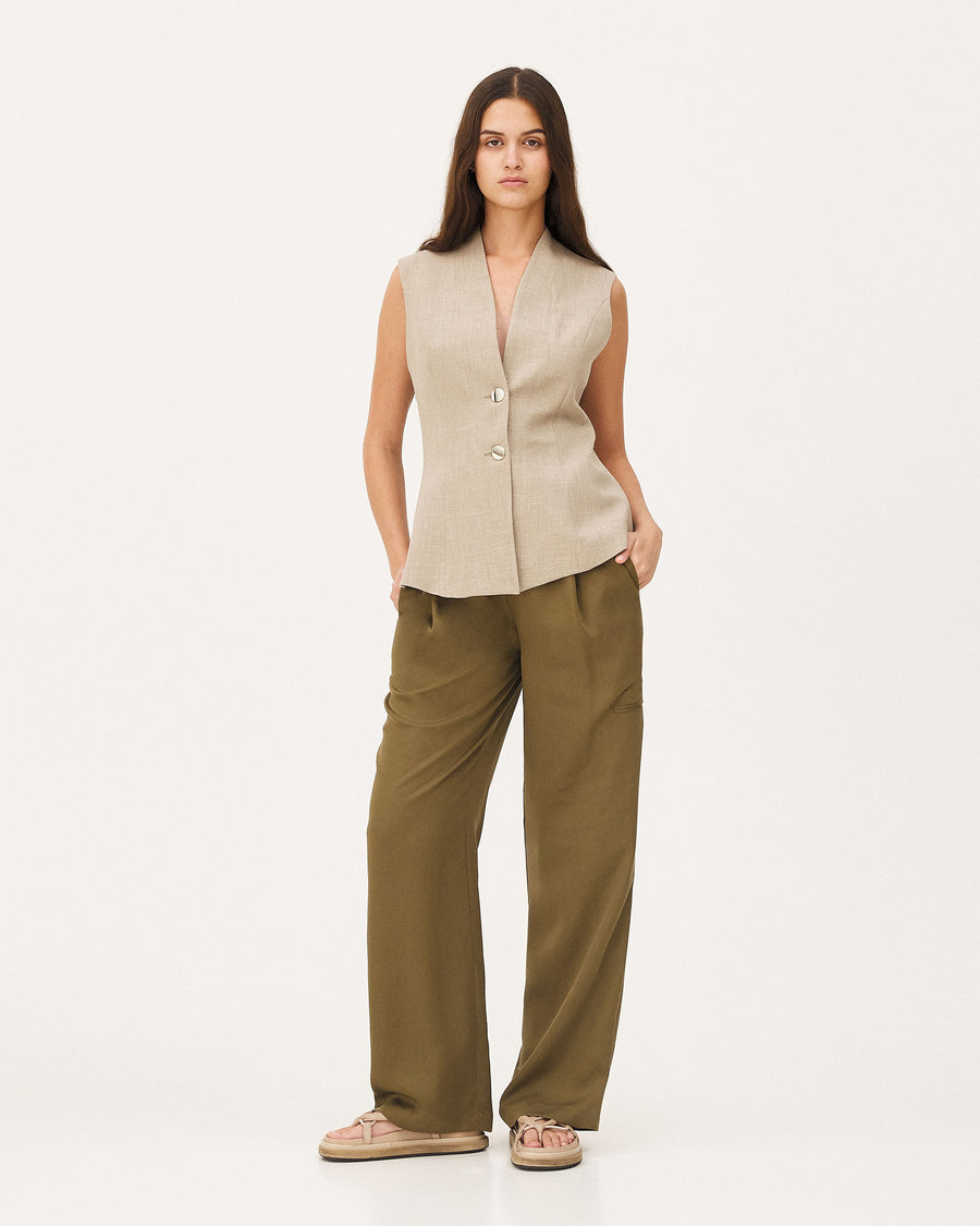 Icona Khaki, pantalon en lyocell NOYOCO, femme ss26 studio