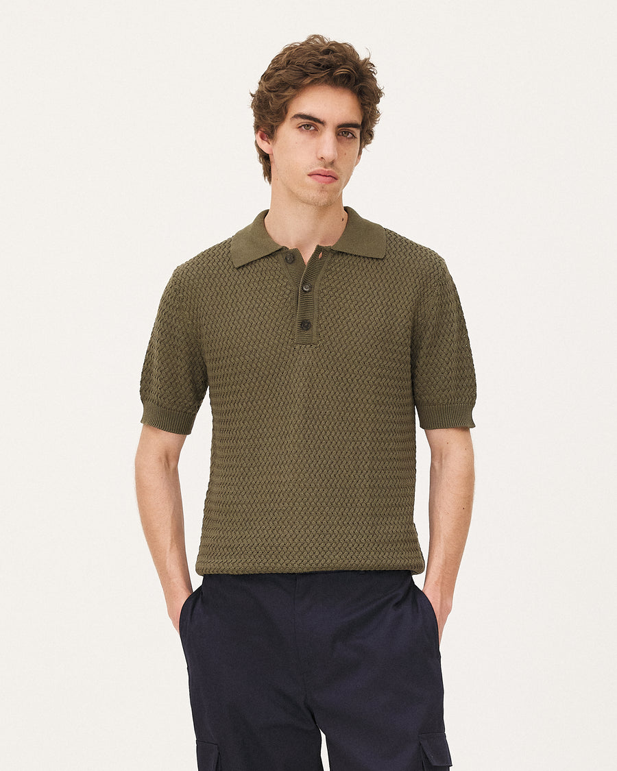 Haring Khaki polo, SS26 menswear studio look