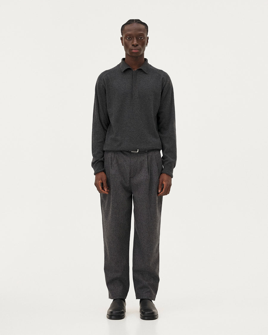 Hanzo Anthracite, polo en laine mérinos NOYOCO, homme AW25 studio