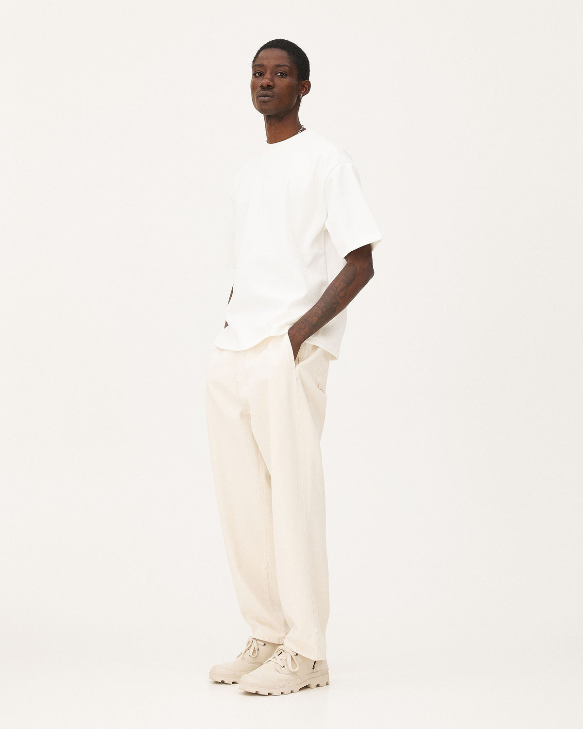 Tanger Ecru, t-shirt en coton biologique NOYOCO, homme ss26 studio