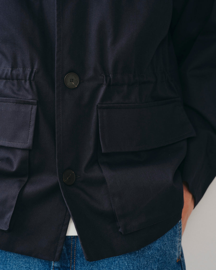 Orari Navy jacket, SS26 detail view