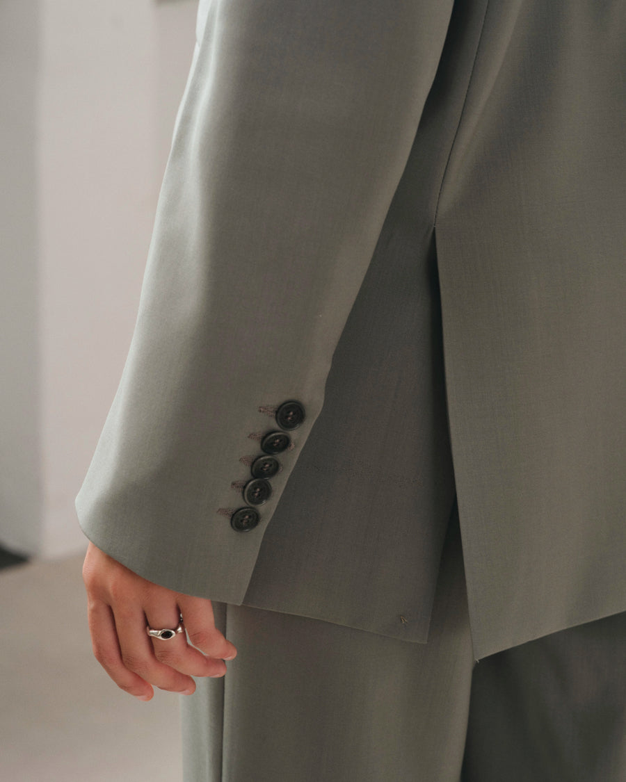 Suri Eucalyptus blazer, SS26 detail view