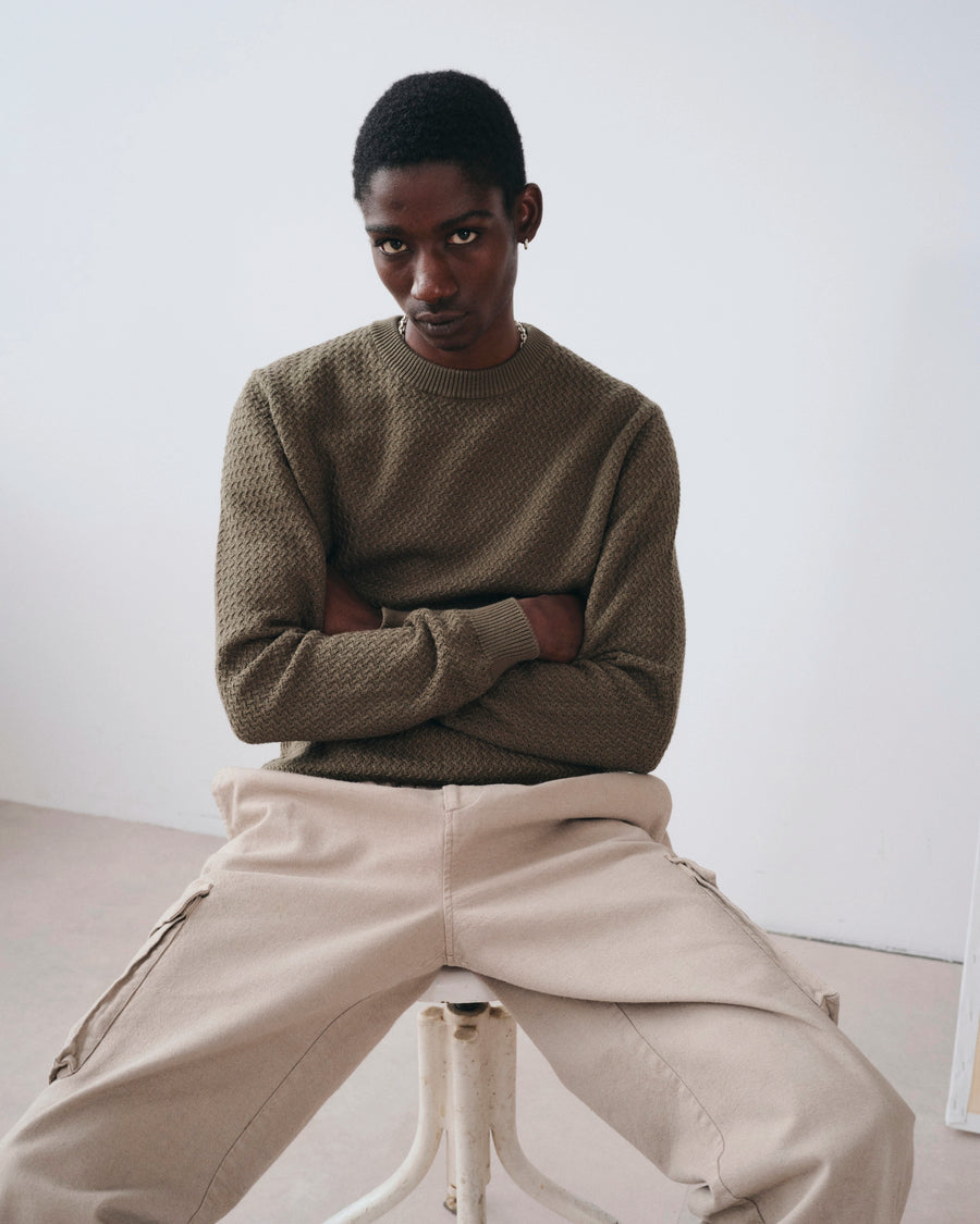Roma Khaki sweater, SS26 menswear look