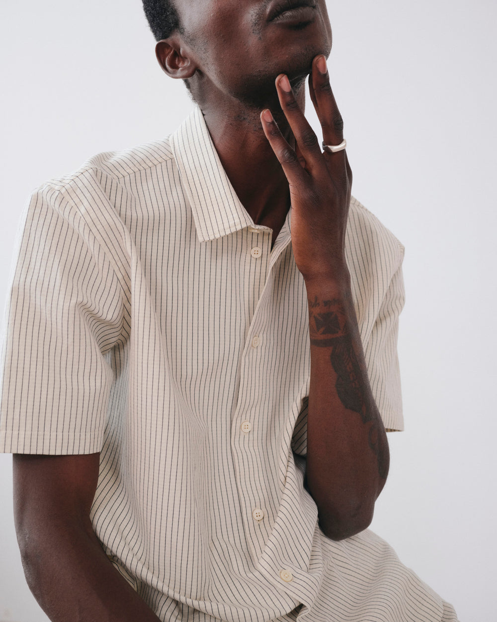 Rio Ecru stripes, chemise en coton biologique et lin NOYOCO, homme edito SS26