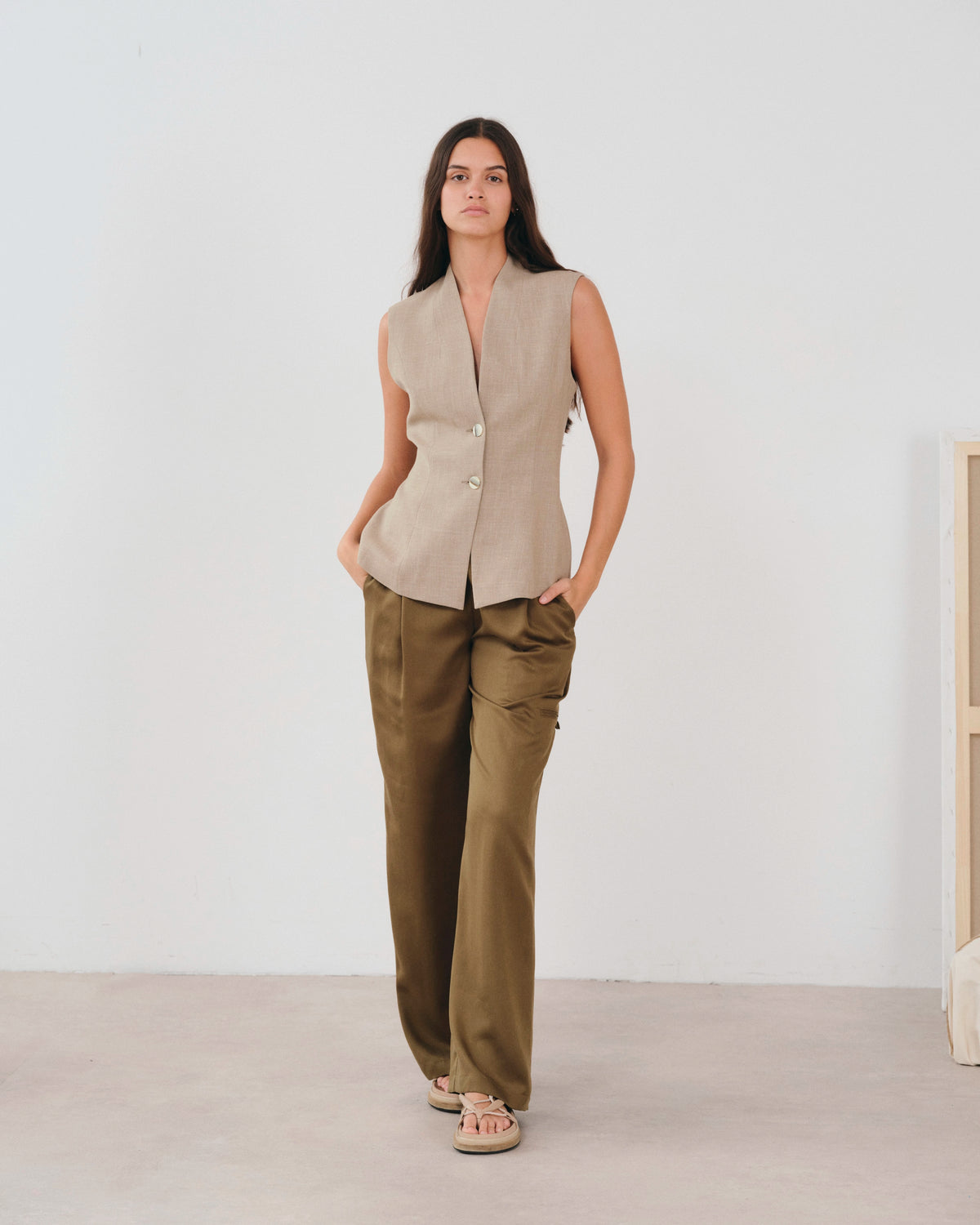 Icona Khaki, pantalon en lyocell NOYOCO, femme SS26