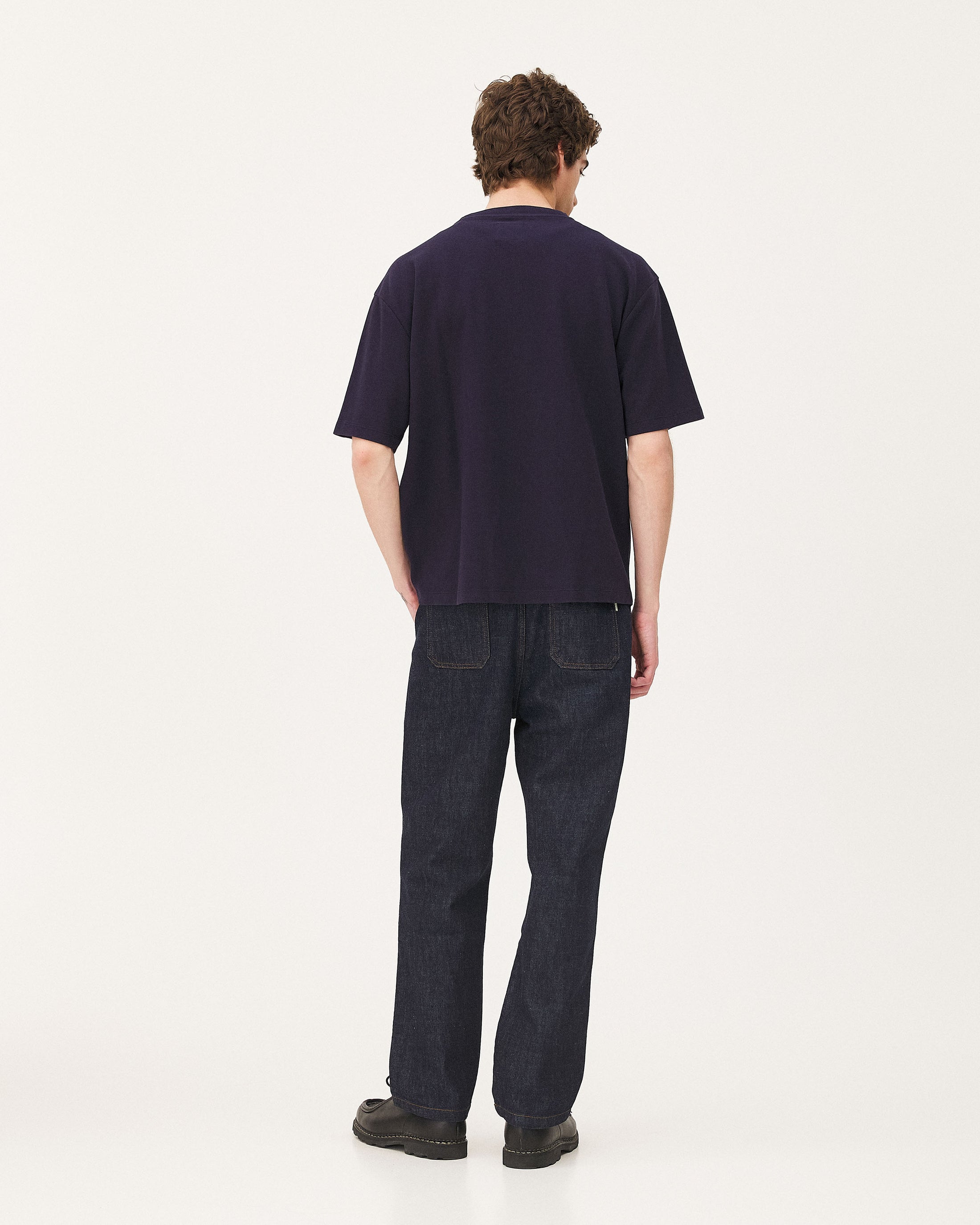 Tanger Navy, t-shirt en coton biologique NOYOCO, homme ss26 studio
