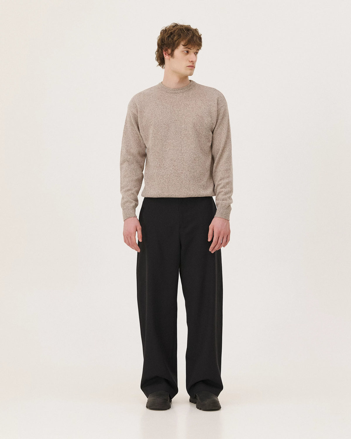 Malmo Beige Marl sweater, AW26 menswear studio look