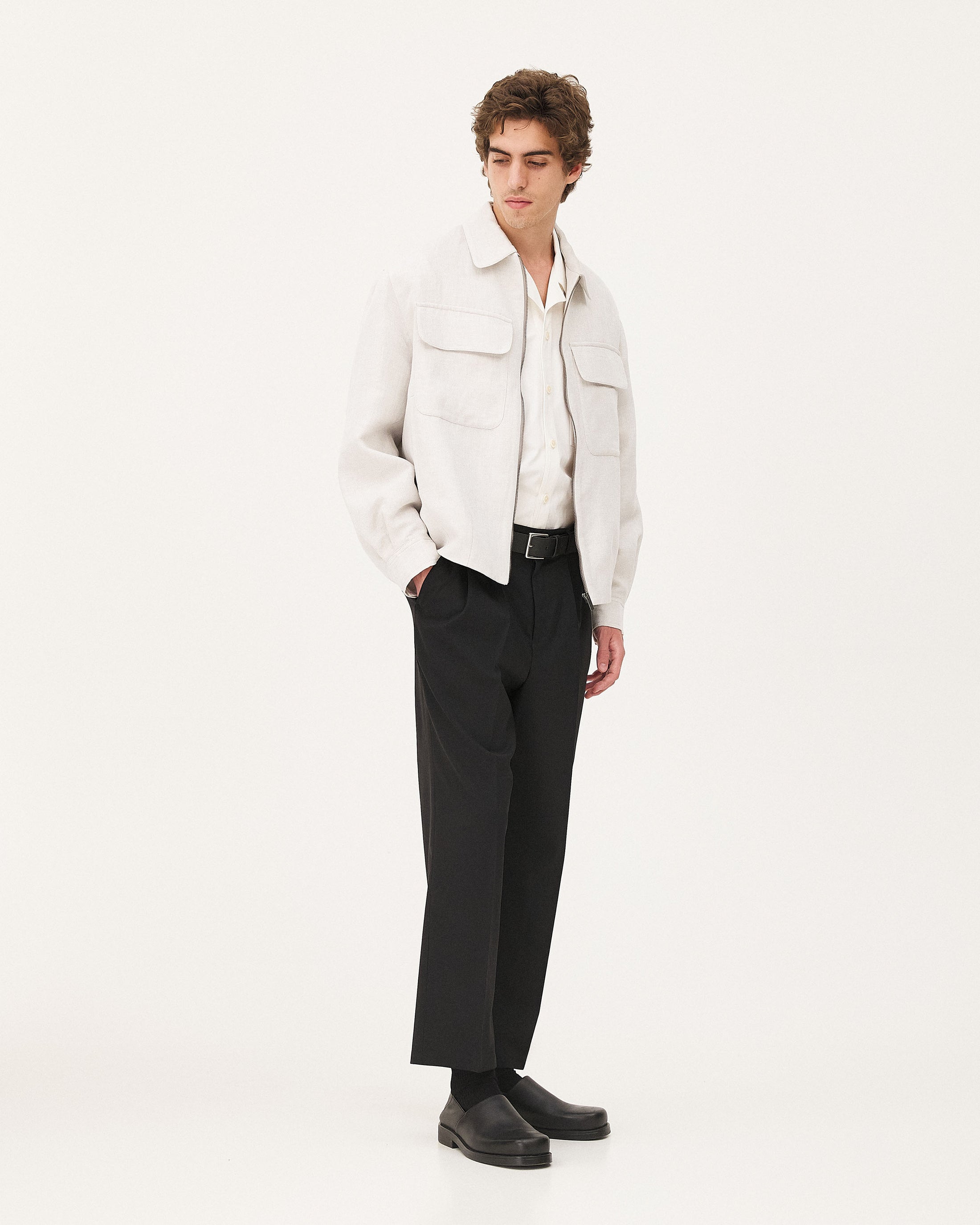 Clyde Black, pantalon en laine vierge upcyclée NOYOCO, homme ss26 studio