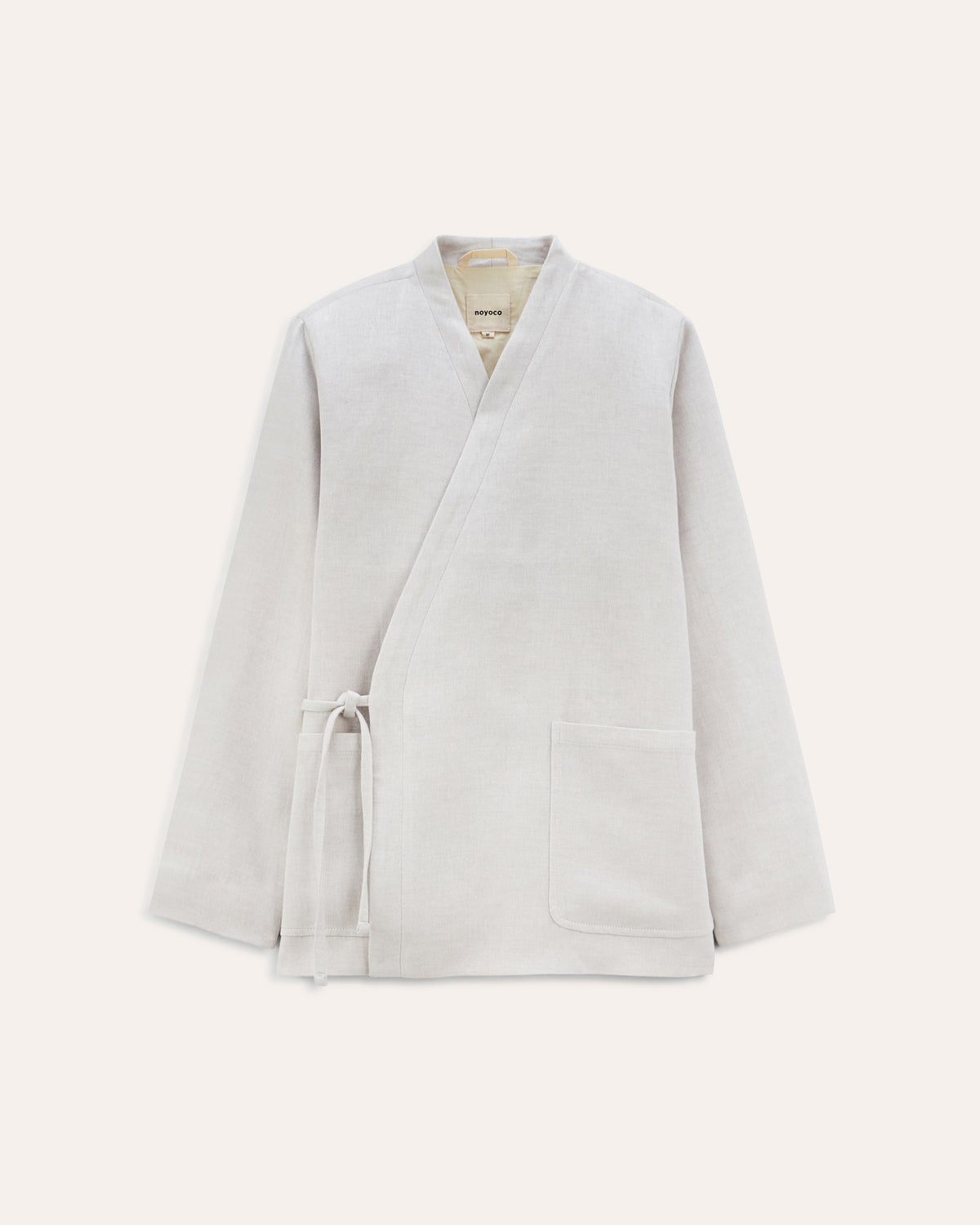 Osaka Light grey, veste en lin upcyclé NOYOCO, packshot ss26 studio