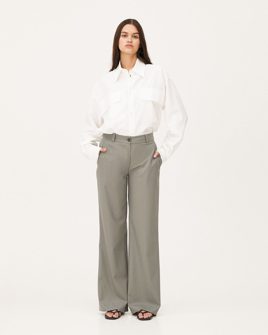 Gilia Eucalyptus, pantalon en laine vierge NOYOCO, femme ss26 studio