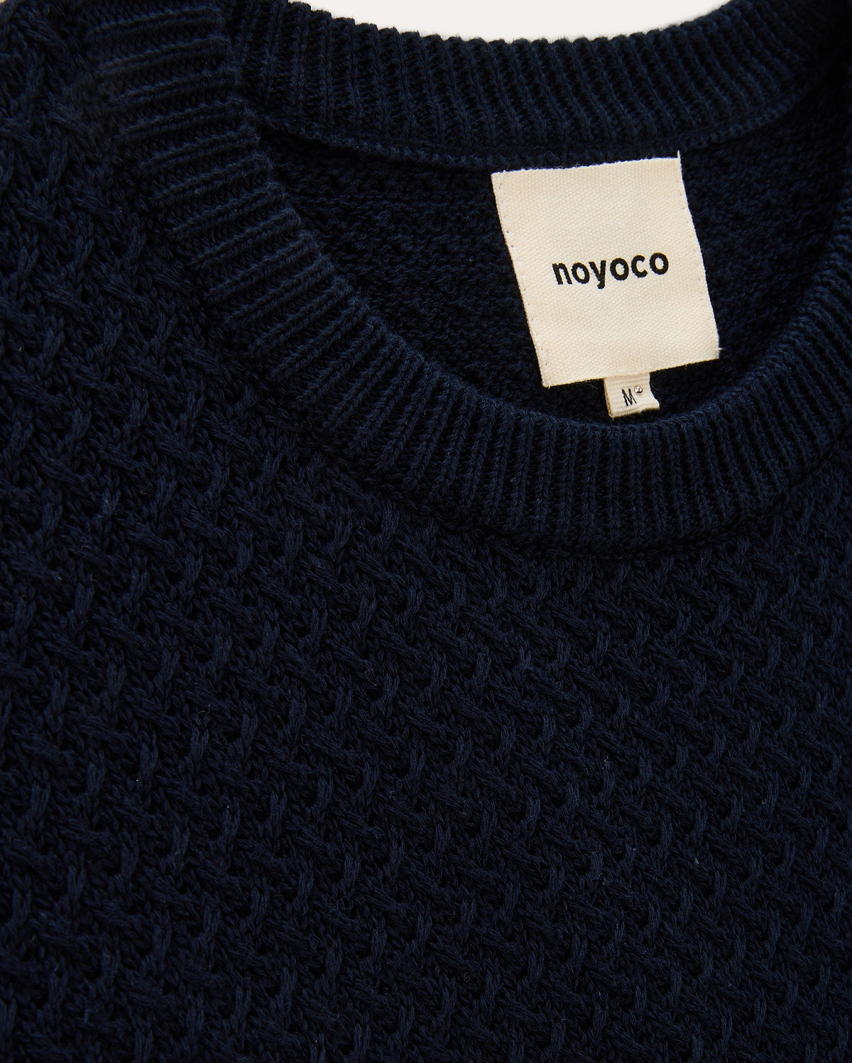 Madera Navy sweater, SS26 studio detail view