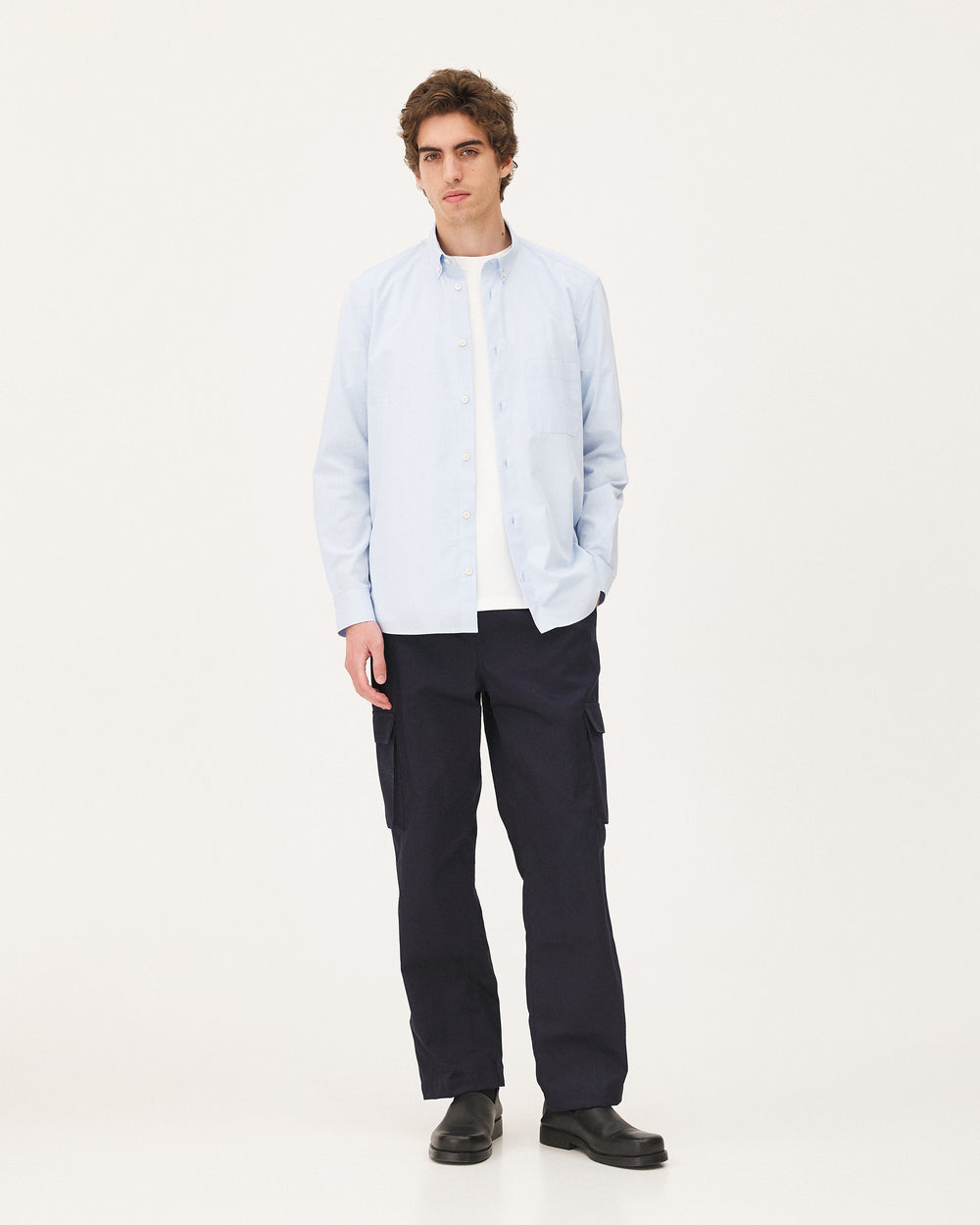 Curtis Sky blue, chemise en coton biologique NOYOCO, homme ss26 studio