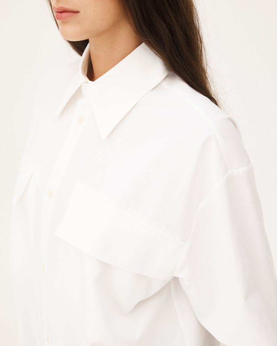 Tautira White, chemise en lyocell et coton NOYOCO, detail ss26 studio