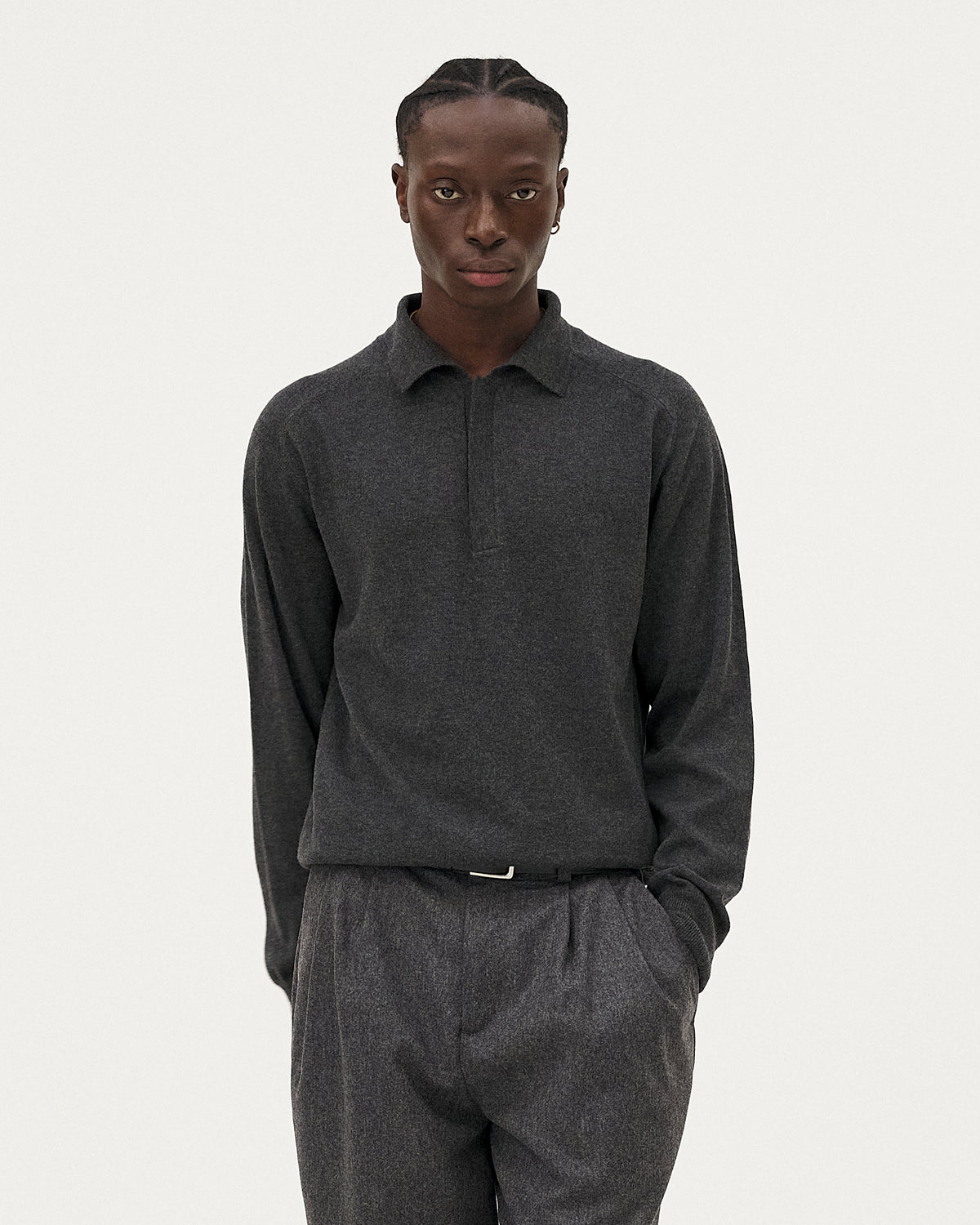 Hanzo Anthracite sweater, AW25 menswear studio look