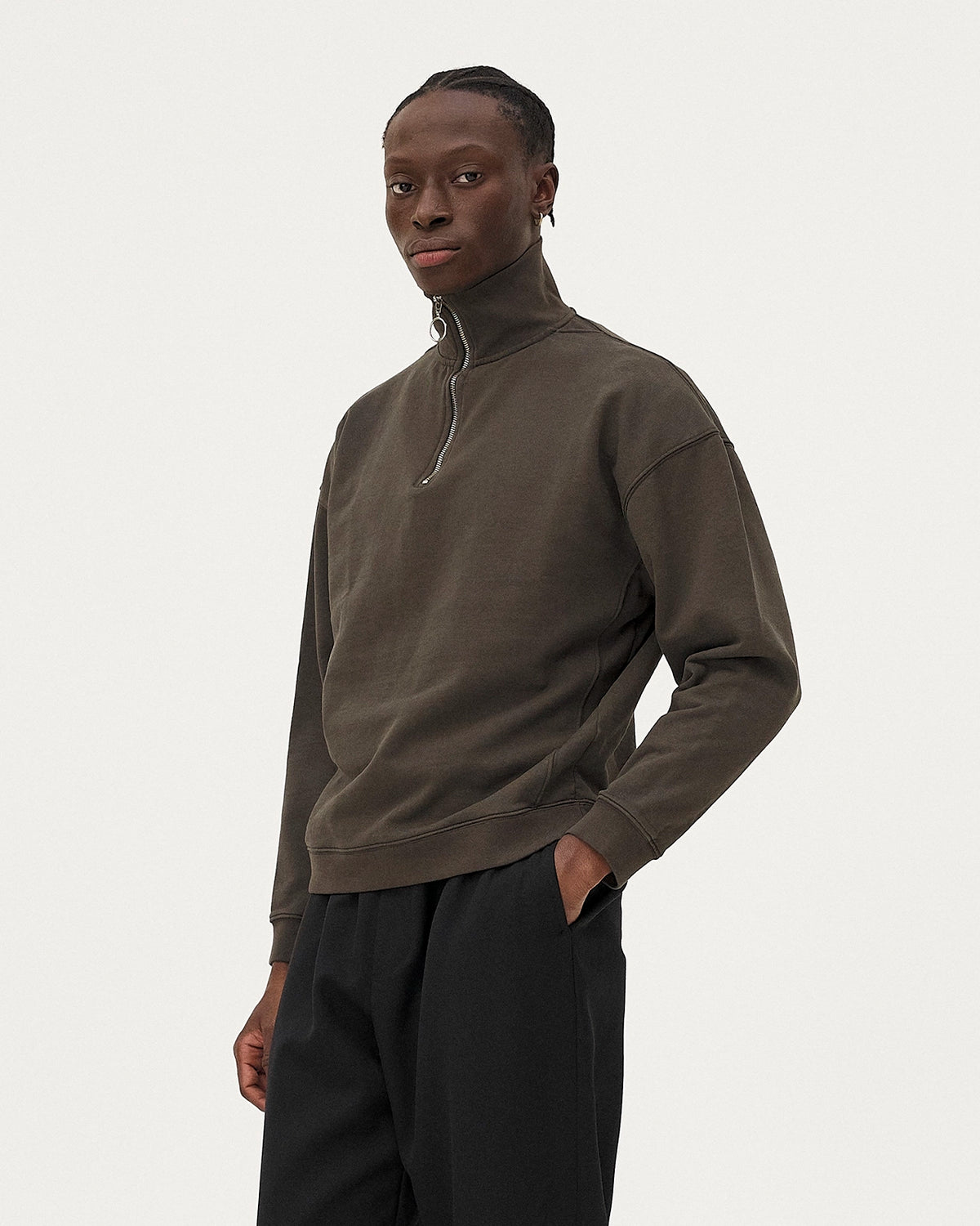 Omaha Khaki sweatshirt, AW25 menswear studio look