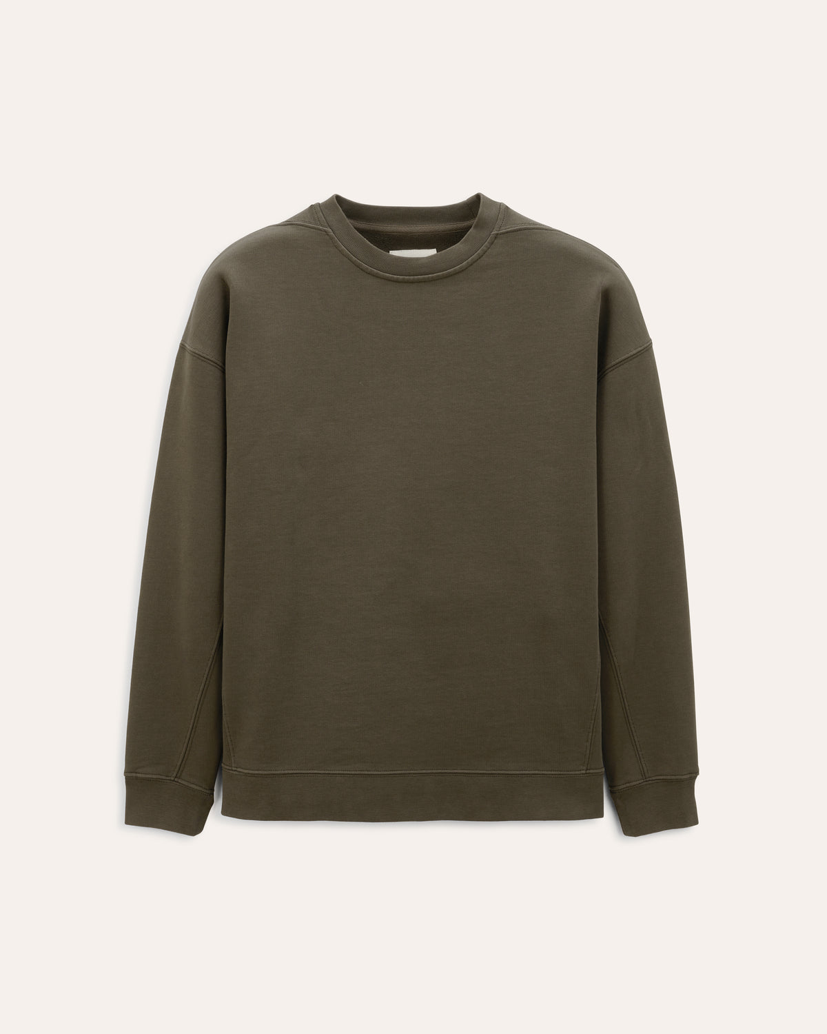 Newport Khaki, sweatshirt en coton biologique NOYOCO, packshot AW26 studio
