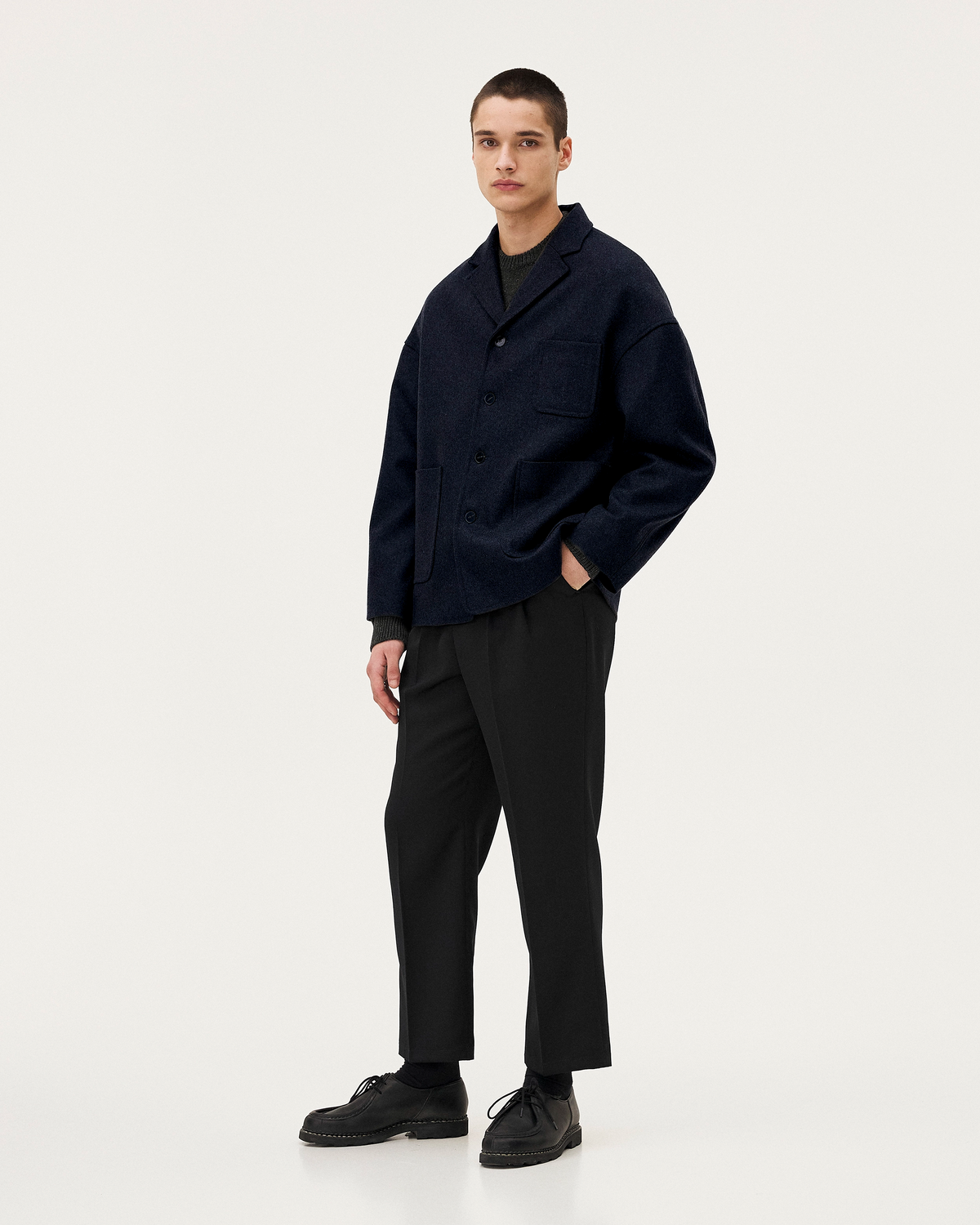 Antwerp Midnight Blue Heavyweight coat, menswear look