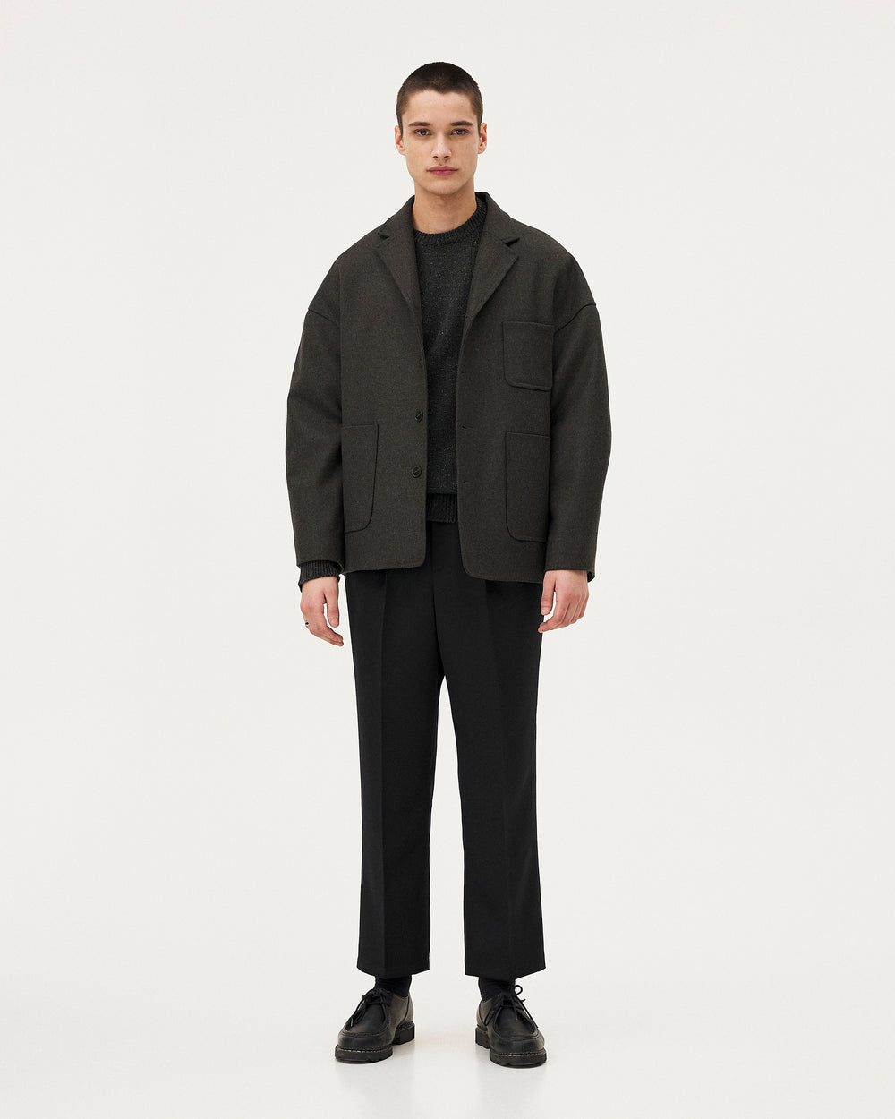 Antwerp Dark Forest coat, AW25 menswear studio look