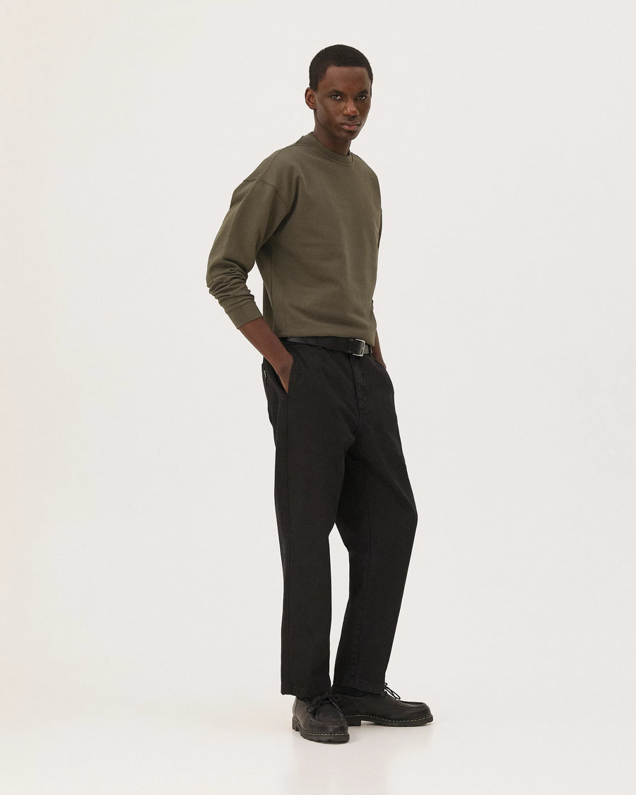 Newport Khaki sweatshirt, AW26 menswear studio look