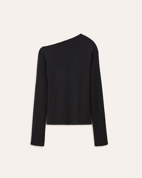 Elia Black, top en coton upcyclé NOYOCO, packshot AW25 studio